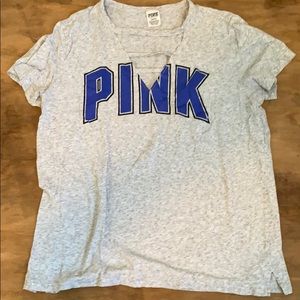 Victoria’s Secret PINK grey logo t with cut out